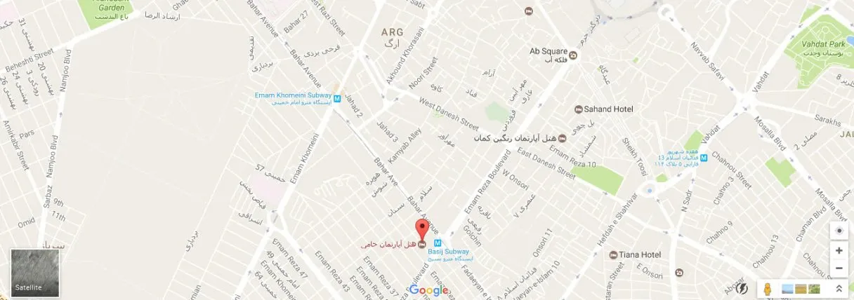 موقعیت هتل آپارتمان حامی مشهد روی نقشه