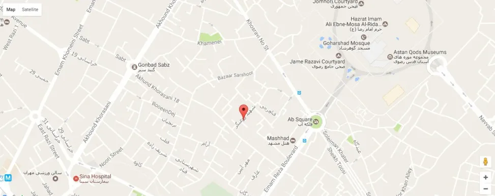 موقعیت هتل آپارتمان بهروز مشهد روی نقشه