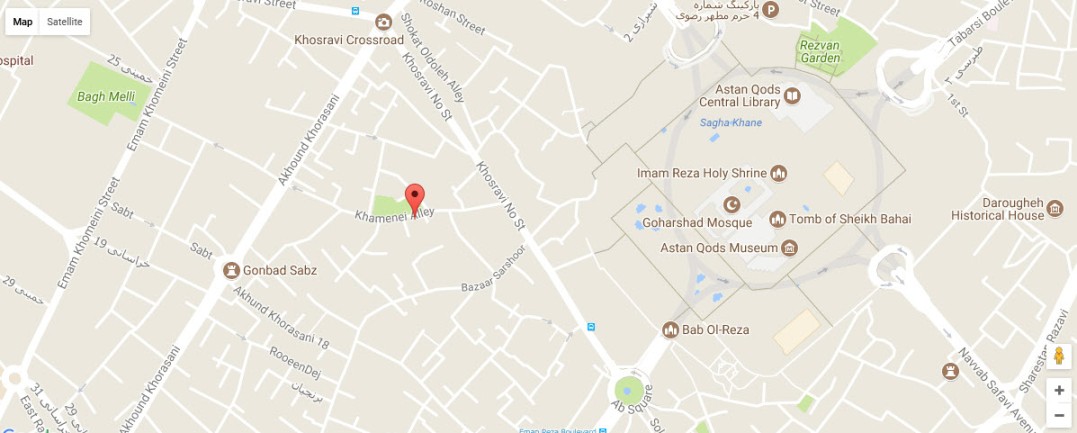 موقعیت هتل صابر مشهد روی نقشه گوگل