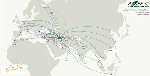 مقاصد خارجی پرواز ماهان